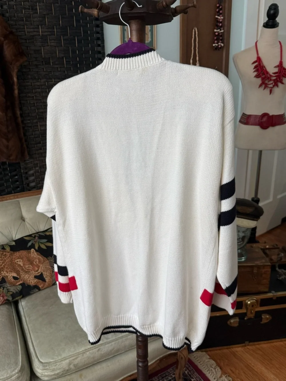 ⚓️ Vintage Nautical Gold Button Cardigan ⚓️ Tess Designs Bermuda XL 100% Cotton - Picture 6 of 13